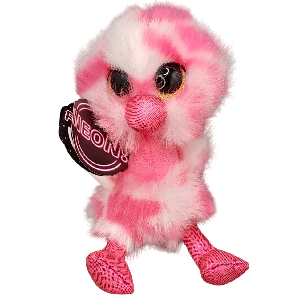 Zuru Coco Cones Flapper Flamingo Pink White Marbled Neon Plush Stuffed Animal